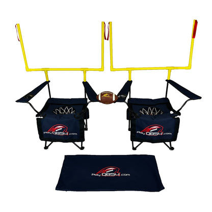 QB54 - The Ultimate Football Yard Game Set Outdoor Football Toss for Tailgating Backyard Beach Park Tournaments Sports Training Score Touchdowns Kick Field Goals (Navy Blue)
