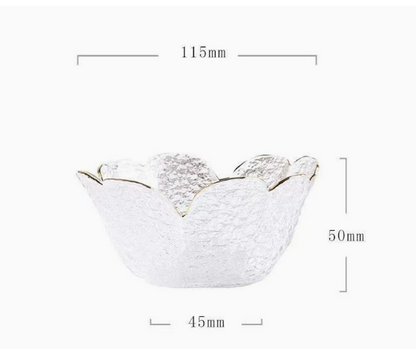 Japanese Hammered Petal Glass Bowl Plate Set
