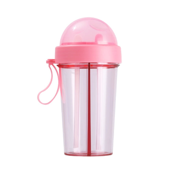 Creative Dual-Use Cup with Divided Straw for Students