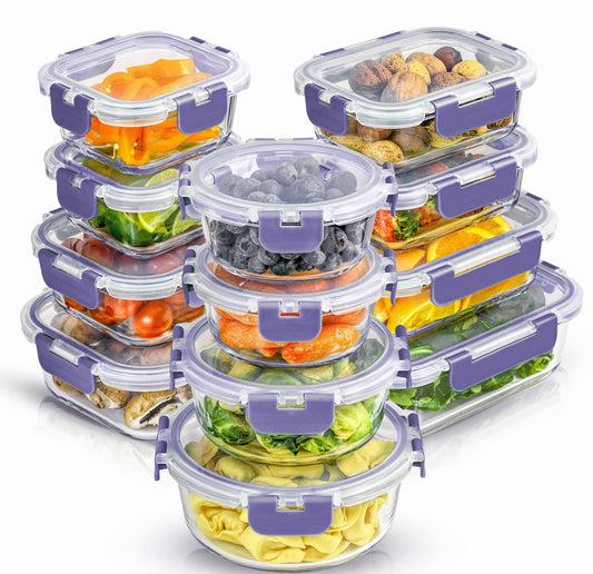 JoyJolt 24pc Airtight Glass Meal Prep Set