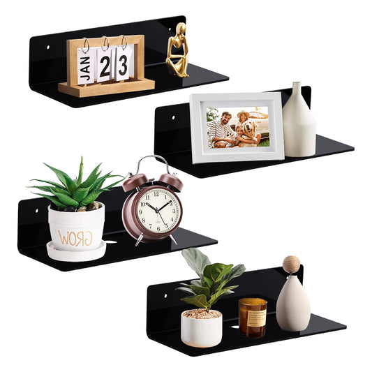 9" Acrylic Floating Shelves – Set of 4