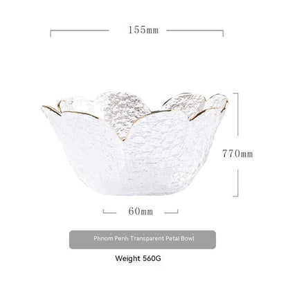 Japanese Hammered Petal Glass Bowl Plate Set