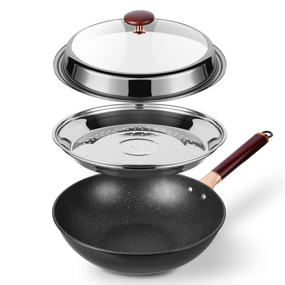 Kseroo 12.5" Nonstick Ceramic Wok with Lid