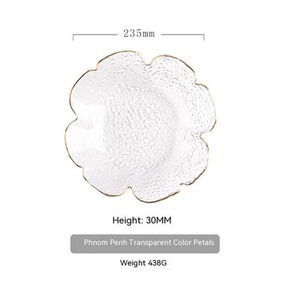Japanese Hammered Petal Glass Bowl Plate Set